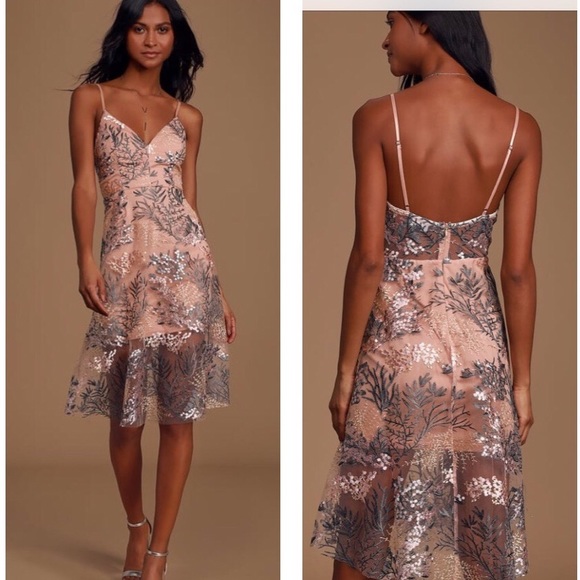 Lulus Dresses & Skirts - Lulu’s Feeling So Vine Blush Pink Floral midi Dres